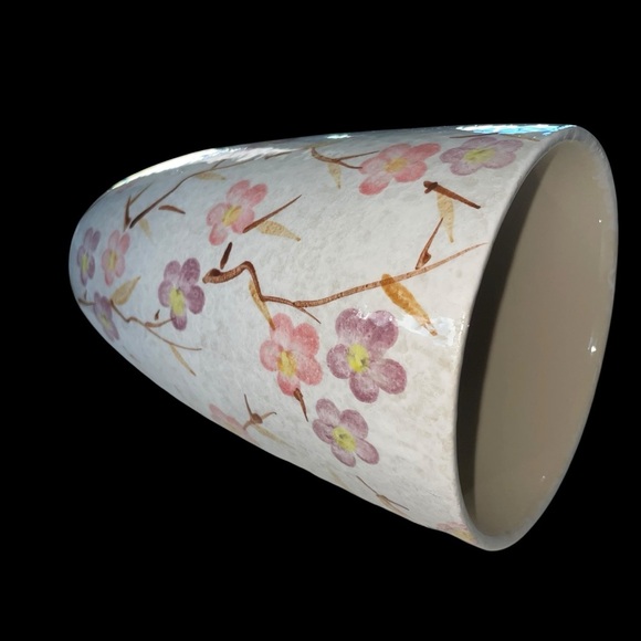 Classic Floral Ceramic Vase – White with Pink & Purple Blossoms - Picture 7 of 14